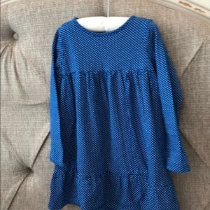 Blue and white polka dot dress